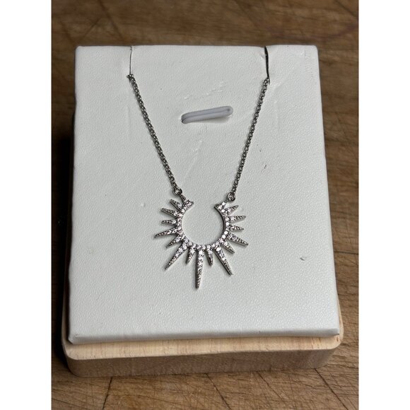 Sunburst Crystal Pendant Necklace With 17" Chain - Picture 5 of 9